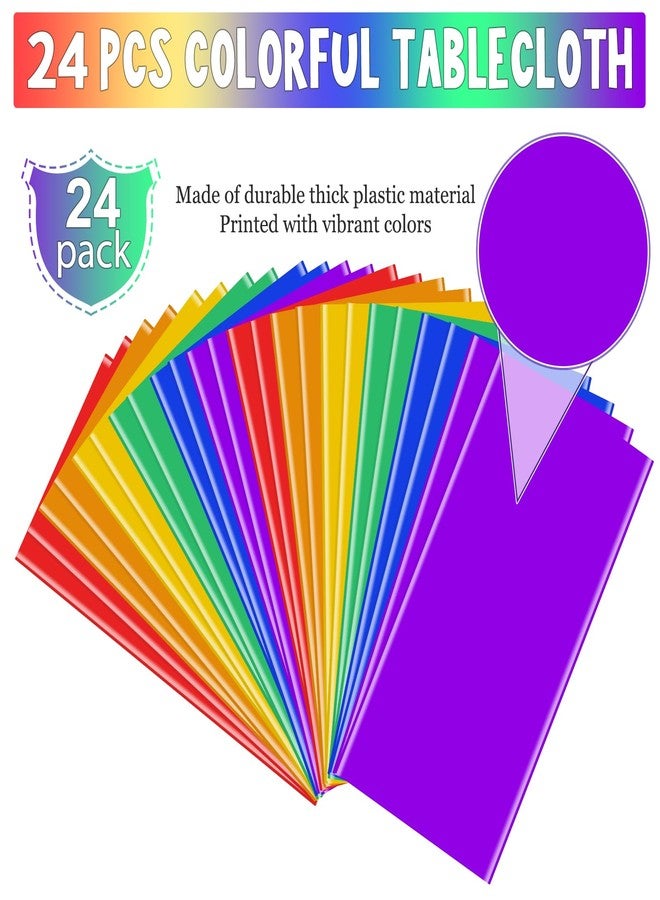 MASHAN 24 Pack Assorted Color Rectangle Plastic Tablecloth Disposable Rainbow Tablecloth Colorful Rectangle Table Covers for Birthday Wedding Fiesta Picnic Home Party Decorations, 54 x 108 Inch,6 Color - Image 2