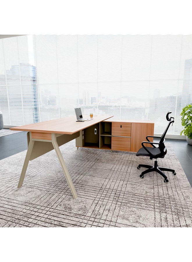 NEO FRONT FURNITURE L-Shaped Manager & CEO Office Table with Drawer – 1800×1600×750mm Executive Desk with MDF Top & Metal Legs (XS-Y-B18)  - Image 1