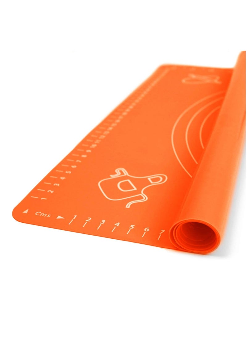 Bukela Silicone Baking Mat for Rolling Pastry Dough with Measurements, 19.7" x 15.7" BPA Free Non stick and Non Slip Orange Table Sheet Baking Supplies for Bake Pizza Cake  - Image 2