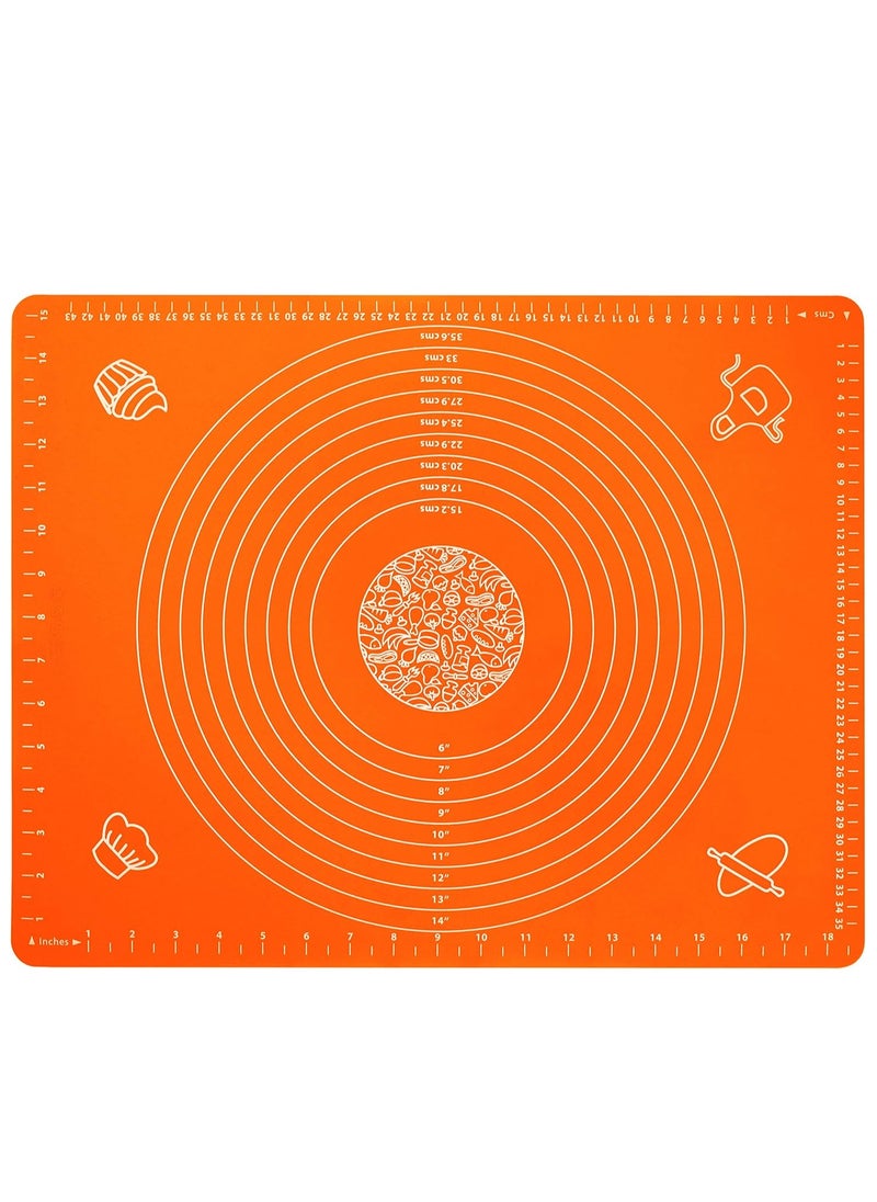 Bukela Silicone Baking Mat for Rolling Pastry Dough with Measurements, 19.7" x 15.7" BPA Free Non stick and Non Slip Orange Table Sheet Baking Supplies for Bake Pizza Cake  - Image 1