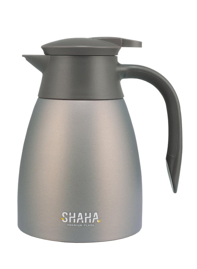 SHAHA ترموس ستانلس ستيل 1 لتر رمادي - Image 1
