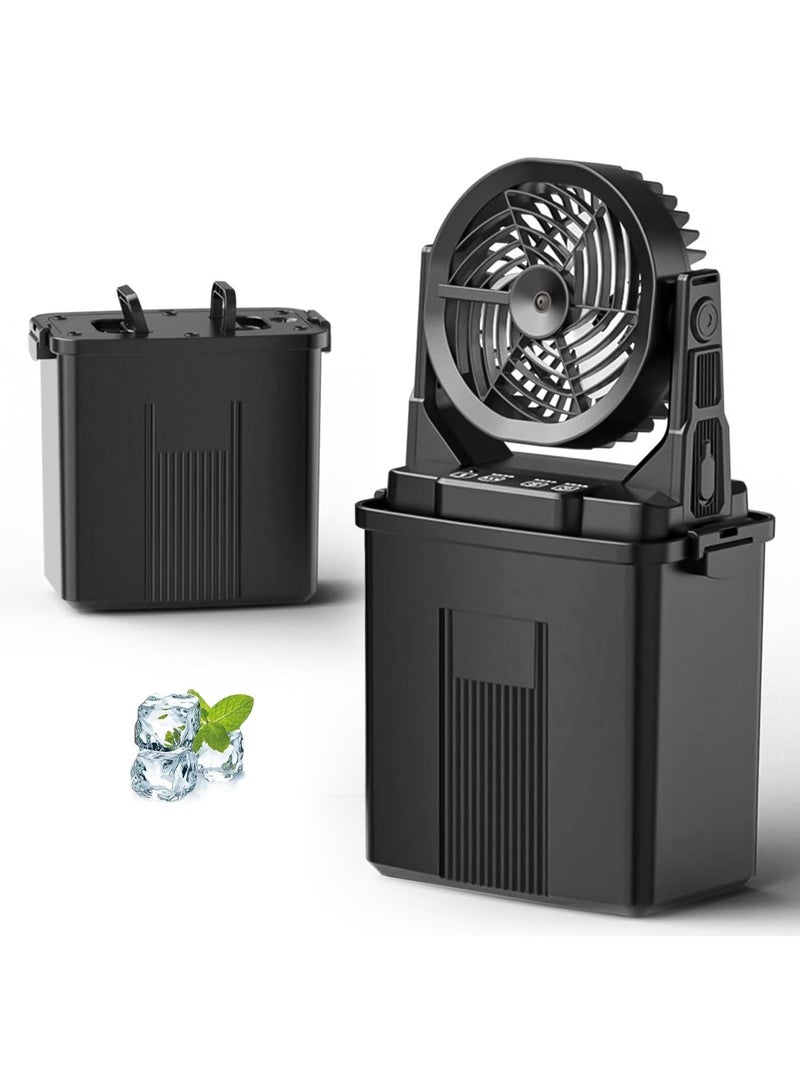 M.A&F's Portable Misting Fan with 9L Water Tank & 20000mAh Battery, Remote Control, 4 Speed Levels, 4 Misting Modes, RGB LED Lights -Outdoor Hand Standing with Water Cooling Air for Camping (Black) - Image 1