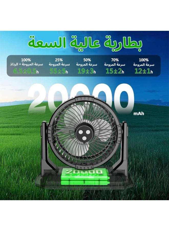 M.A&F's Portable Misting Fan with 9L Water Tank & 20000mAh Battery, Remote Control, 4 Speed Levels, 4 Misting Modes, RGB LED Lights -Outdoor Hand Standing with Water Cooling Air for Camping (Black) - Image 4