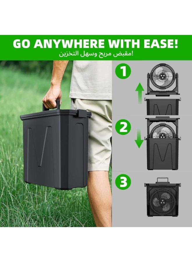 M.A&F's Portable Misting Fan with 9L Water Tank & 20000mAh Battery, Remote Control, 4 Speed Levels, 4 Misting Modes, RGB LED Lights -Outdoor Hand Standing with Water Cooling Air for Camping (Black) - Image 5