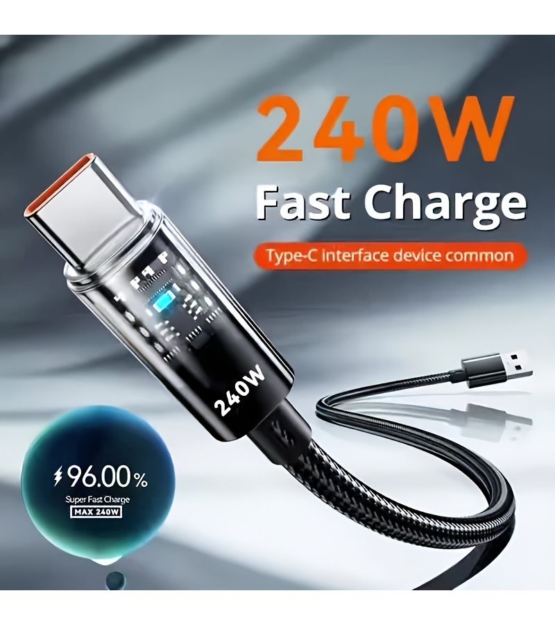 240W PD Fast Charging Data Cable 0.25M for iPhone 15 17 Android Type-C - Image 1