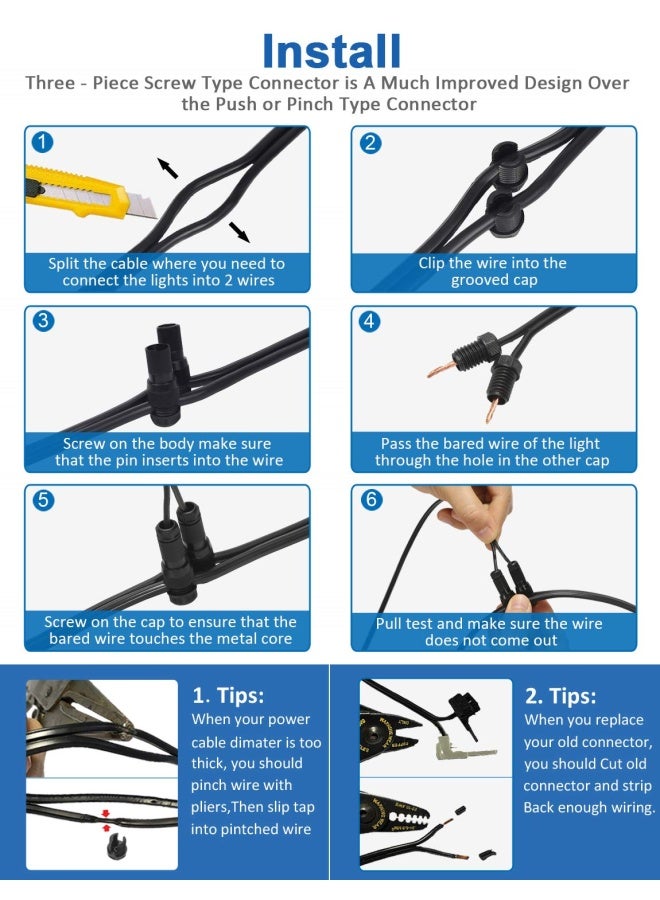 Low Voltage Fastlock Wire Connectors For Landscape Lighting Path Lights 12-14 Gauge Cable Connector Work With Malibu Paradise Moonrays And Other Outdoor Lighting Brands 20 Pack - Image 5