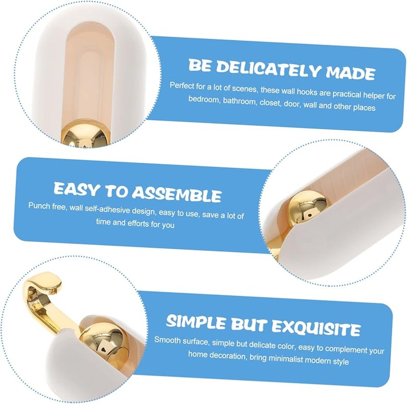 Jojofuny 8pcs White Wall Adhesive Hooks Sticky for Hanging Towels Clothes Coats Bathroom Minimalist Design - Image 4