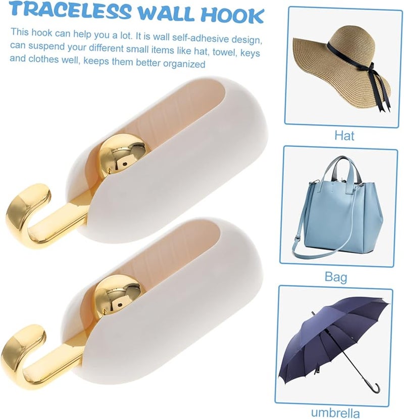 Jojofuny 8pcs White Wall Adhesive Hooks Sticky for Hanging Towels Clothes Coats Bathroom Minimalist Design - Image 3