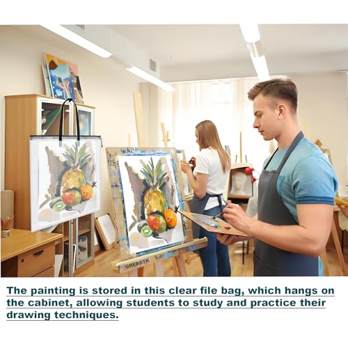 GREBSTK 2 Piece Large Posters Art Portfolio Bag 28 x 20 Inch Poster Storage Bag Board Holder with Handle and Zipper Organizer Transparent Bag for Posters, Poster Board, Painting, Bulletin Boards - Image 5