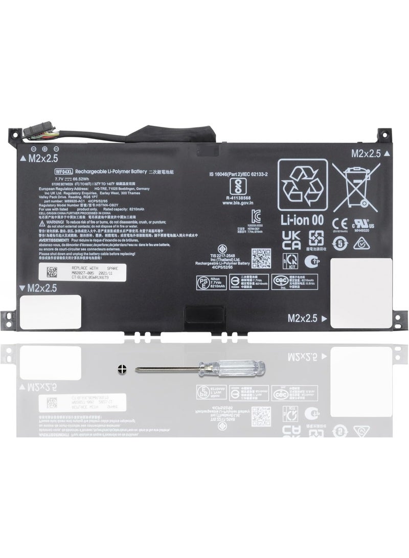 Terabyte WF04XL Laptop Battery compatible for  13" X360 13-BF0000 13-BF0000CI 13-BF0000NC 13-BF0000NX 13-BF0024NA 13-BF0123NW 13-BF0977ND Series M90073-005 M89926-AC1 M89926-1D1 HSTNN-OB2Y 7.7V/66.52Wh/8210mAh - Image 1