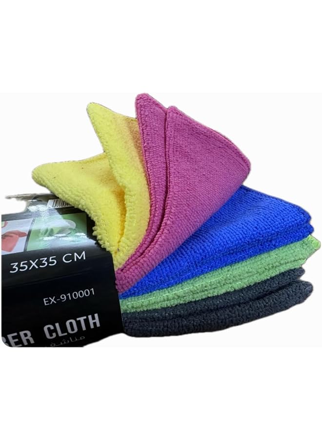 PROMASS Microfiber Towel Premium Quality, Cleaning Cloth 10 Pieces Pack, Size 35cm x 35cm, Kitchen cloth, 5 colors - Image 1
