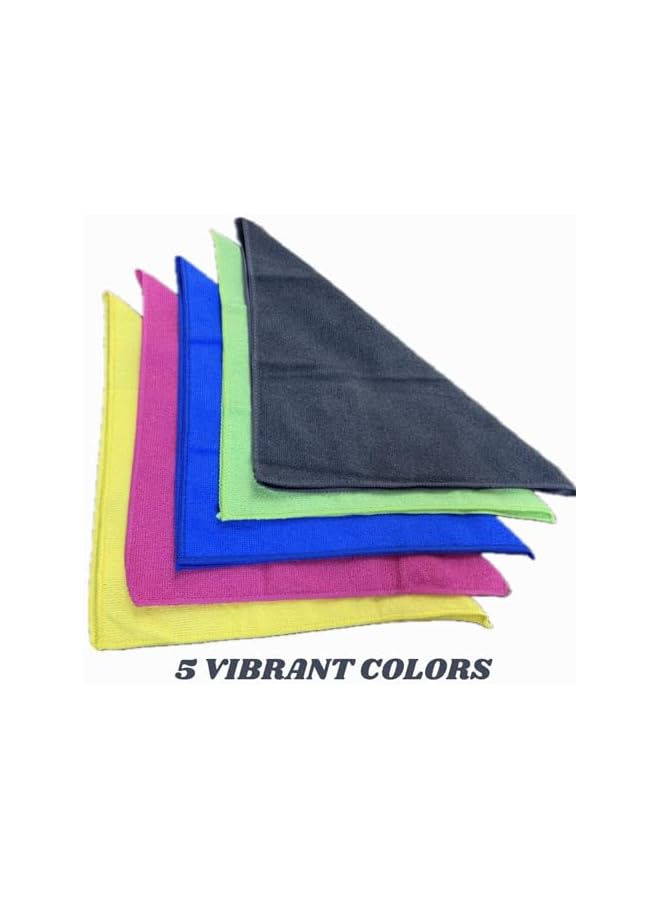 PROMASS Microfiber Towel Premium Quality, Cleaning Cloth 10 Pieces Pack, Size 35cm x 35cm, Kitchen cloth, 5 colors - Image 2