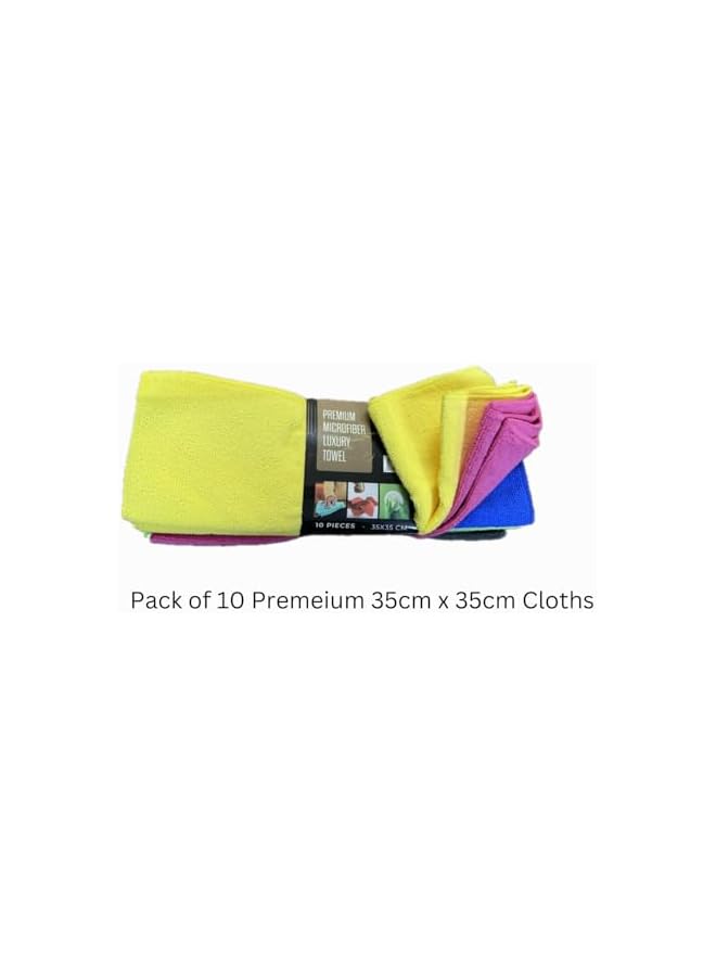 PROMASS Microfiber Towel Premium Quality, Cleaning Cloth 10 Pieces Pack, Size 35cm x 35cm, Kitchen cloth, 5 colors - Image 4