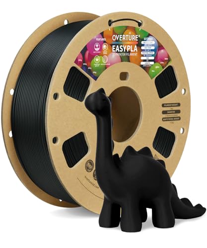 OVERTURE Easy PLA 1.75mm 3D Printer Filament, 1kg PLA Cardboard Spool (2.2lbs), Dimensional Accuracy +/- 0.02mm, Fit Most FDM Printer (Easy Black) - Image 1