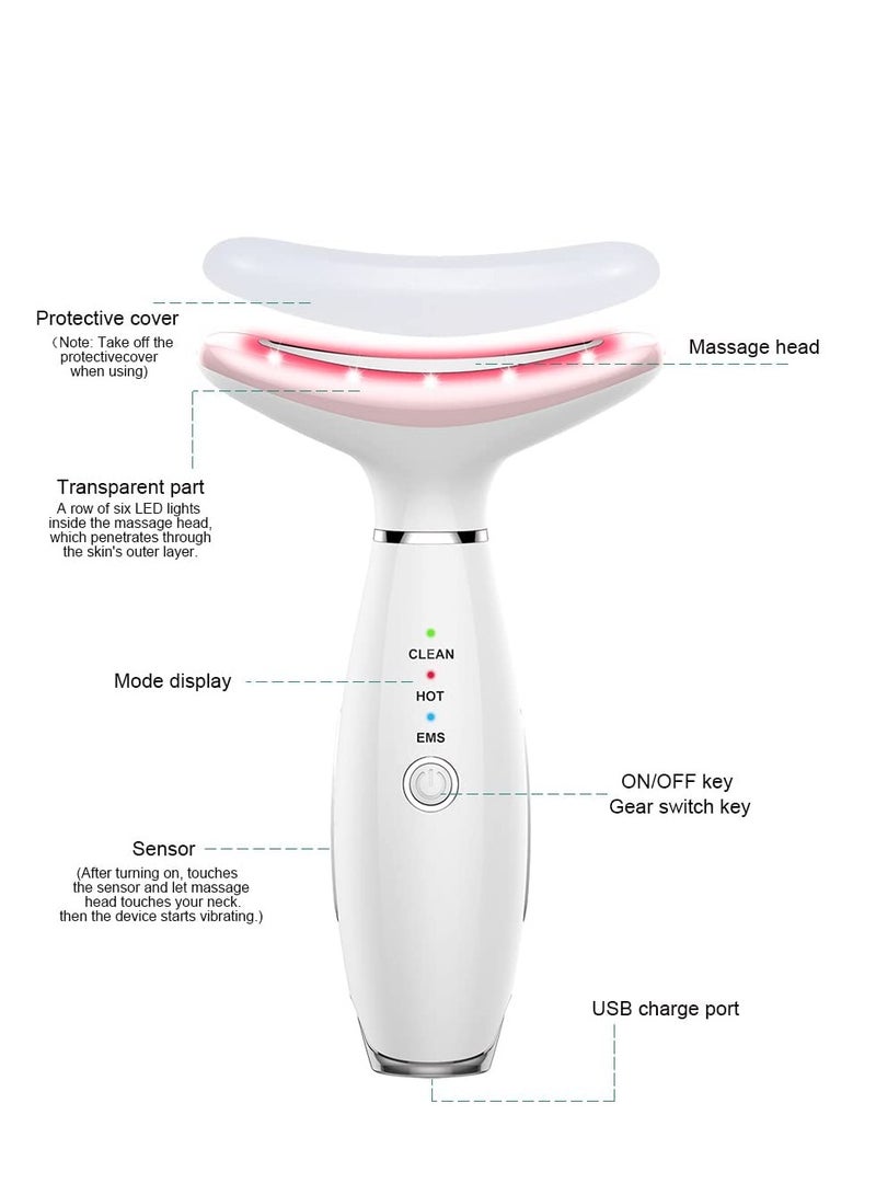 SYOSI Skin Rejuvenation Beauty Device for Face and Neck Based Lift on Triple Action LED, Thermal, Vibration Technologies Lifts Tightens Sagging a Radiant Appearance (White) - Image 4