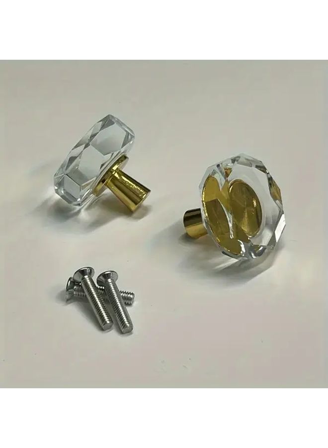5pcs 30mm Polygonal Sunflower Crystal Glass Brass Cabinet Knobs with Screws - Image 5