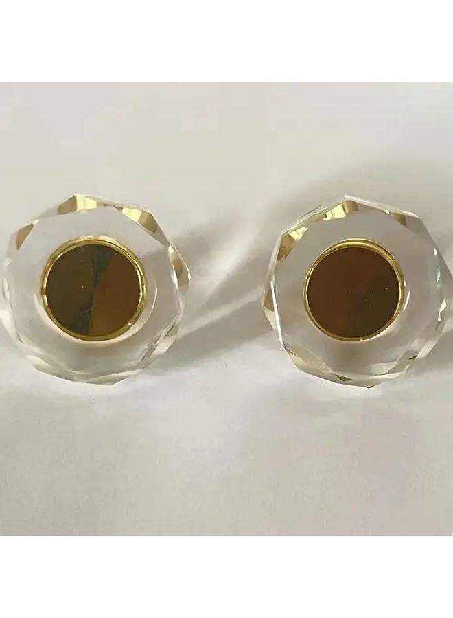 5pcs 30mm Polygonal Sunflower Crystal Glass Brass Cabinet Knobs with Screws - Image 3