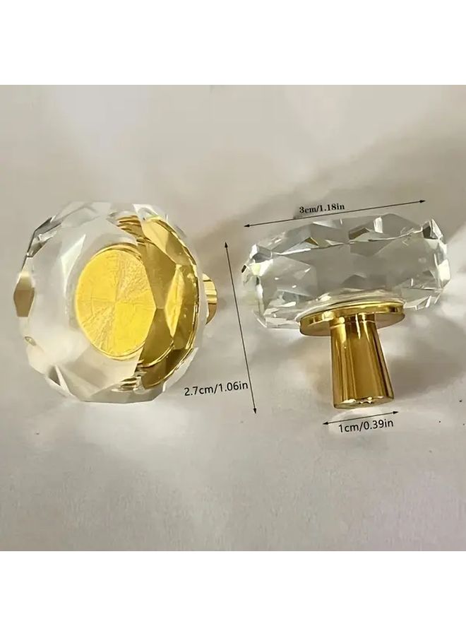 5pcs 30mm Polygonal Sunflower Crystal Glass Brass Cabinet Knobs with Screws - Image 4
