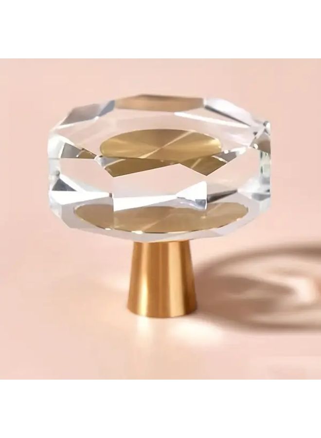 5pcs 30mm Polygonal Sunflower Crystal Glass Brass Cabinet Knobs with Screws - Image 1