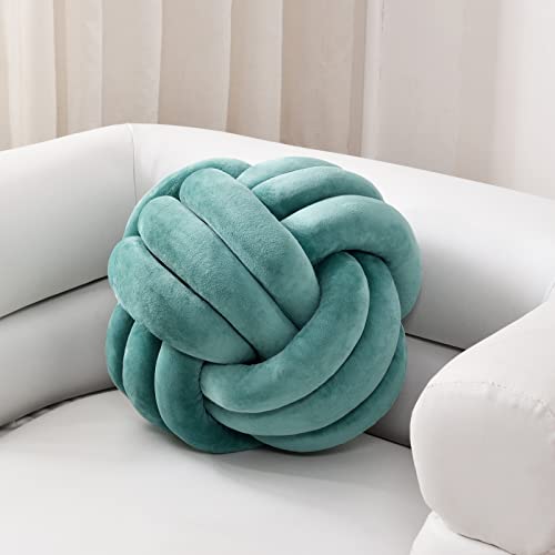 Sioloc Soft Knot Ball PillowsRound Throw Pillow Cushion Home Decoration Plush PillowThrow Knotted Pillow Handmade Round Plush Pillow106inchesTeal - Image 1