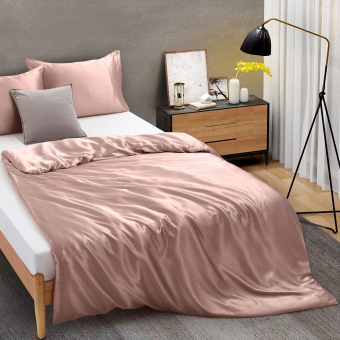 60 X 80 DUVET COVER FOR WEIGHTED BLANKET SILKY REMOVABLE SATIN DUVET COVER WITH ZIPPER 8 TIES SECURE FASTENING CHAMPAGNE