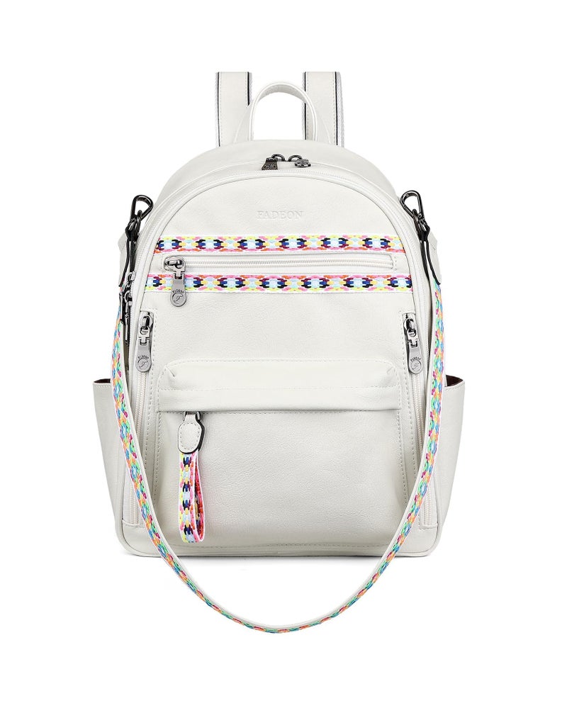 FADEON Small Backpack Purse for Women Designer PU Leather Roomly Mini Backpacks Multi Pocket Fashion Shoulder Backpack - Image 1