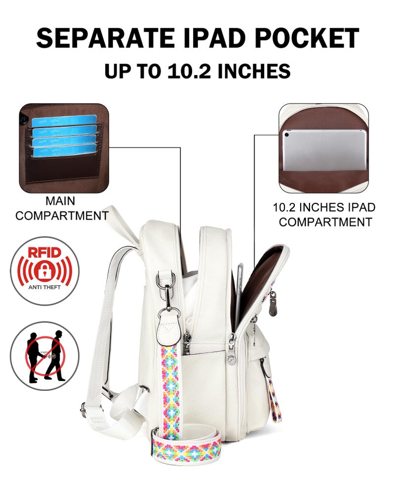 FADEON Small Backpack Purse for Women Designer PU Leather Roomly Mini Backpacks Multi Pocket Fashion Shoulder Backpack - Image 3