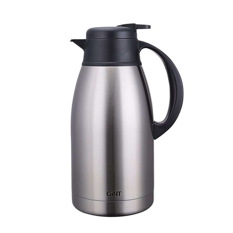 GiNT Stainless Steel Thermal Coffee Carafe, Double Walled Vacuum Water and Beverage Dispenser, 12 Hour Heat Retention, 65 OZ /1.9 Liter, Silver - Image 1