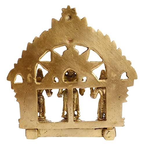 ARTVARKO Brass Lord Vishnu with Sridevi and Bhudevi Parivar Darbar Swami Satyanarayan Idol for Puja Gift Living Room Decoration Home Décor Height 5.5 Inch - Image 5