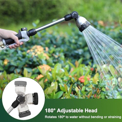 FANHAO Watering Wand Heavy Duty, 16 Inches Metal Garden Hose Wand with 8 Spray Patterns, Long Hose Nozzle Sprayer with ON/OFF Thumb Control, Perfect for Hanging Baskets, Shrubs, Garden and Lawn - Image 4