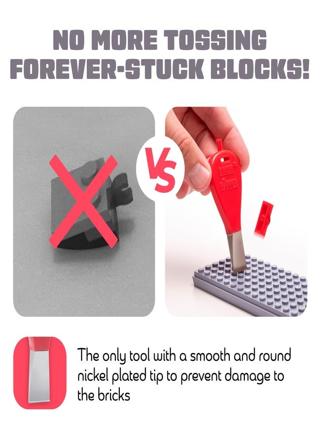 Brick Popper أداة فصل الطوب - أسرع أداة فصل في العالم - أداة فعالة للأطفال والكبار - مثالية للأعمار من 6 سنوات فما فوق - أداة أساسية (أحمر) - Image 2