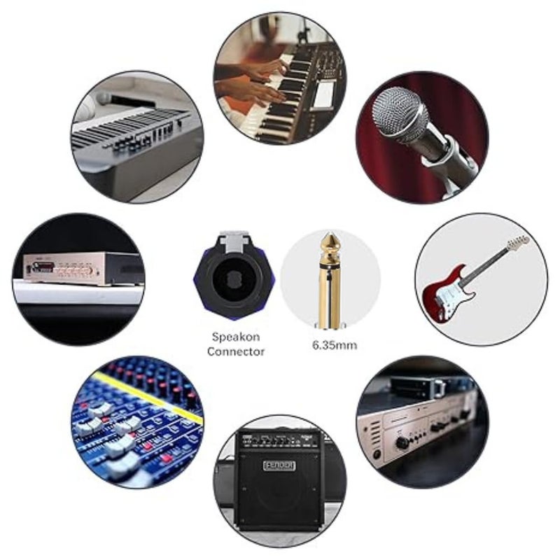 Device Of Urban Infotech كابل مكبر صوت 20م Speakon إلى 6.35 مم، 1/4" TS ذكر، 12 قياس AWG، سلك DJ/PA، أسود، للاستخدام الداخلي، متوافق مع مكبر الصوت، مكبر الصوت - Image 5