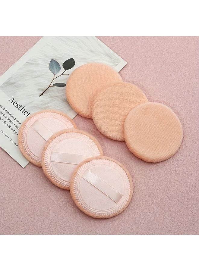 Light Beige 2 Piece Pure Dry Powder Puff Set With Round Flocking Pads For Loose Setting Powder - Image 2