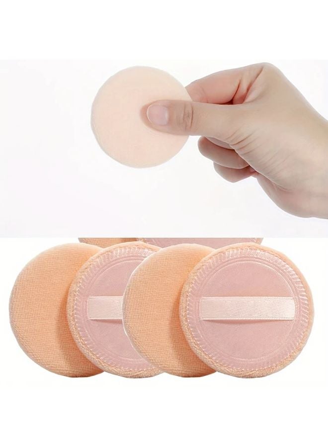 Light Beige 2 Piece Pure Dry Powder Puff Set With Round Flocking Pads For Loose Setting Powder - Image 4
