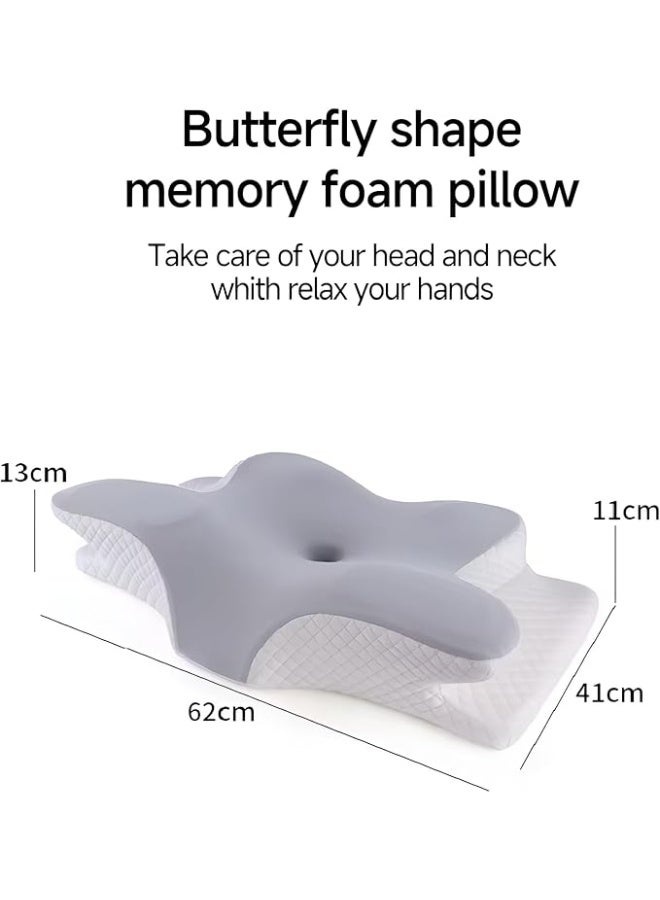 Butterfly Shape Memory Foam Cervical Pillow for Neck & Shoulder Pain Relief with Washable Cover - Image 3