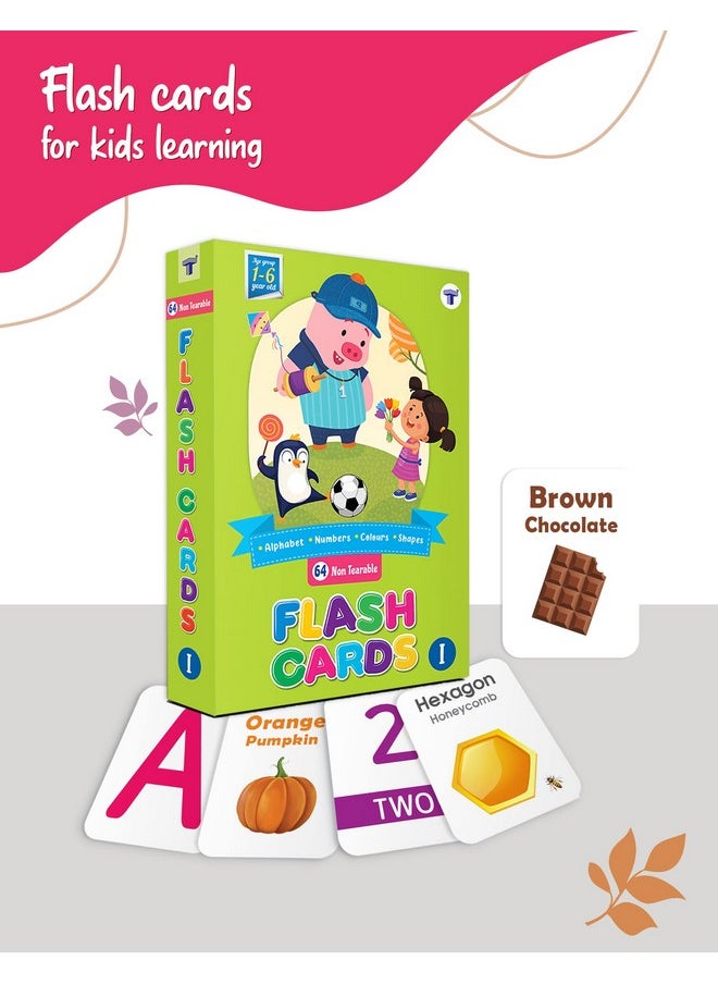 TARGET PUBLICATIONS Flash Cards for Kids Learning Toys | Alphabet, Numbers, Colours and Shapes Flashcards | Activity Cards for 1-6 Years Old Kids | 64 Non Tearable Cards  - Image 1
