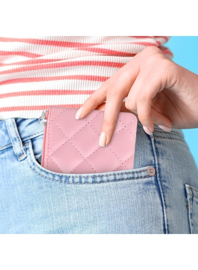 ChicAbode سيدة عملة صغيرة محفظة ، محفظة عملة الوردي سستة ، بو الماس عملة جلدية حقيبة ، حقيبة عملة صغيرة مع سستة حلقة رئيسية ، ومناسبة للفتيات ، لطيف تغيير المحفظة - Image 5