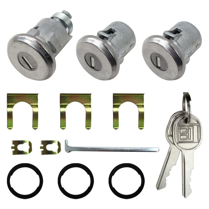 GruDawu Car Door Trunk Key Kit Door Lock Cylinder Set Accessories Parts with 2 Keys 654394765282 Replacement for Chevelle Malibu Monte Carlo Camaro - Image 2