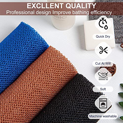 TUZIER African Net Sponge 3 Pieces African Exfoliating Net African Bath Sponge Scrubbing Rag Net African Wash Shower Long Net Body Scrubber - Image 5