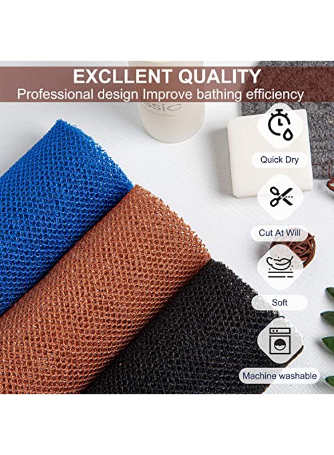 TUZIER African Net Sponge 3 Pieces African Exfoliating Net African Bath Sponge Scrubbing Rag Net African Wash Shower Long Net Body Scrubber - Image 4