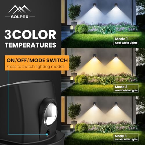 SOLPEX Solar Lights Outdoor Waterproof IP65, Solar Stair Lights Outdoor for Fence, Deck, Step, Dual Color LED 3 Lighting Modes House Wall Light for Porch, Backyard, Fence, Garden Decor-12 Pack - Image 5