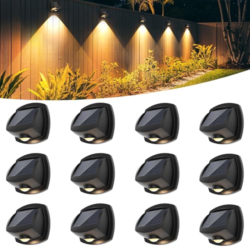 SOLPEX Solar Lights Outdoor Waterproof IP65, Solar Stair Lights Outdoor for Fence, Deck, Step, Dual Color LED 3 Lighting Modes House Wall Light for Porch, Backyard, Fence, Garden Decor-12 Pack - Image 1