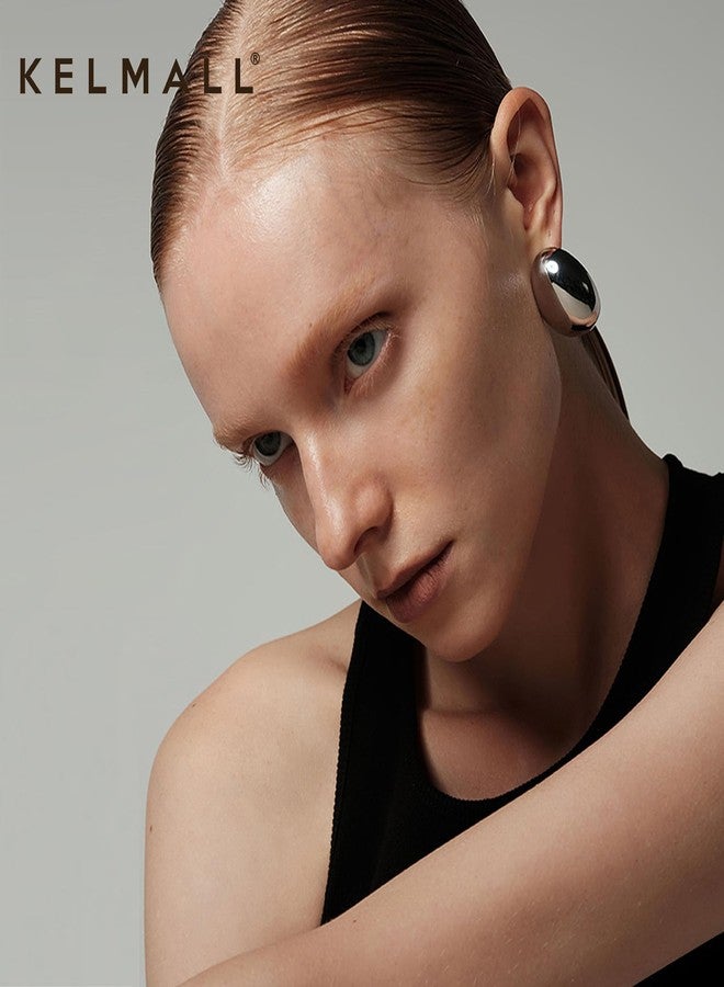 KELMALL 14K Gold Hoop Earrings for Women, Hypoallergenic Chunky Teardrop Round Non Tarnish Drop Statement Earrings for Sensitive Ears - Image 3
