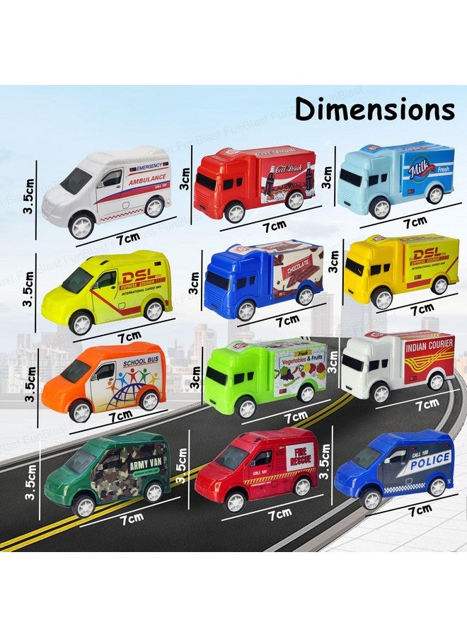 FunBlast سيارات لعبة شاحنة وفان صغيرة من فن بلاست، مجموعة من 12 قطعة، شاحنات تعمل بالطاقة الاحتكاكية للأطفال من 3 سنوات فما فوق، مجموعة لعب شاحنة البناء، لعبة أكثر سلاسة وسرعة للأطفال - متعددة الألوان - Image 2