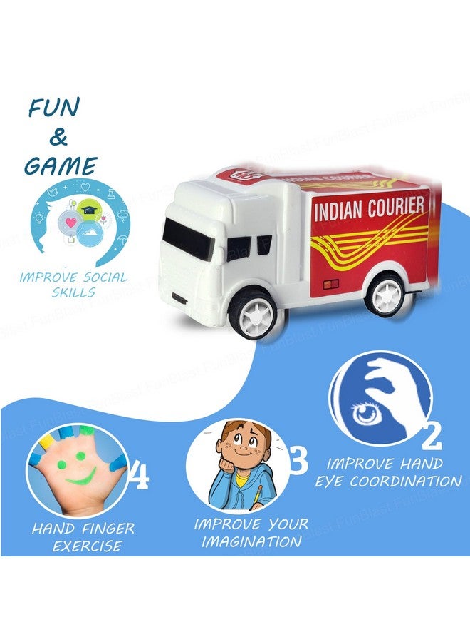 FunBlast سيارات لعبة شاحنة وفان صغيرة من فن بلاست، مجموعة من 12 قطعة، شاحنات تعمل بالطاقة الاحتكاكية للأطفال من 3 سنوات فما فوق، مجموعة لعب شاحنة البناء، لعبة أكثر سلاسة وسرعة للأطفال - متعددة الألوان - Image 3