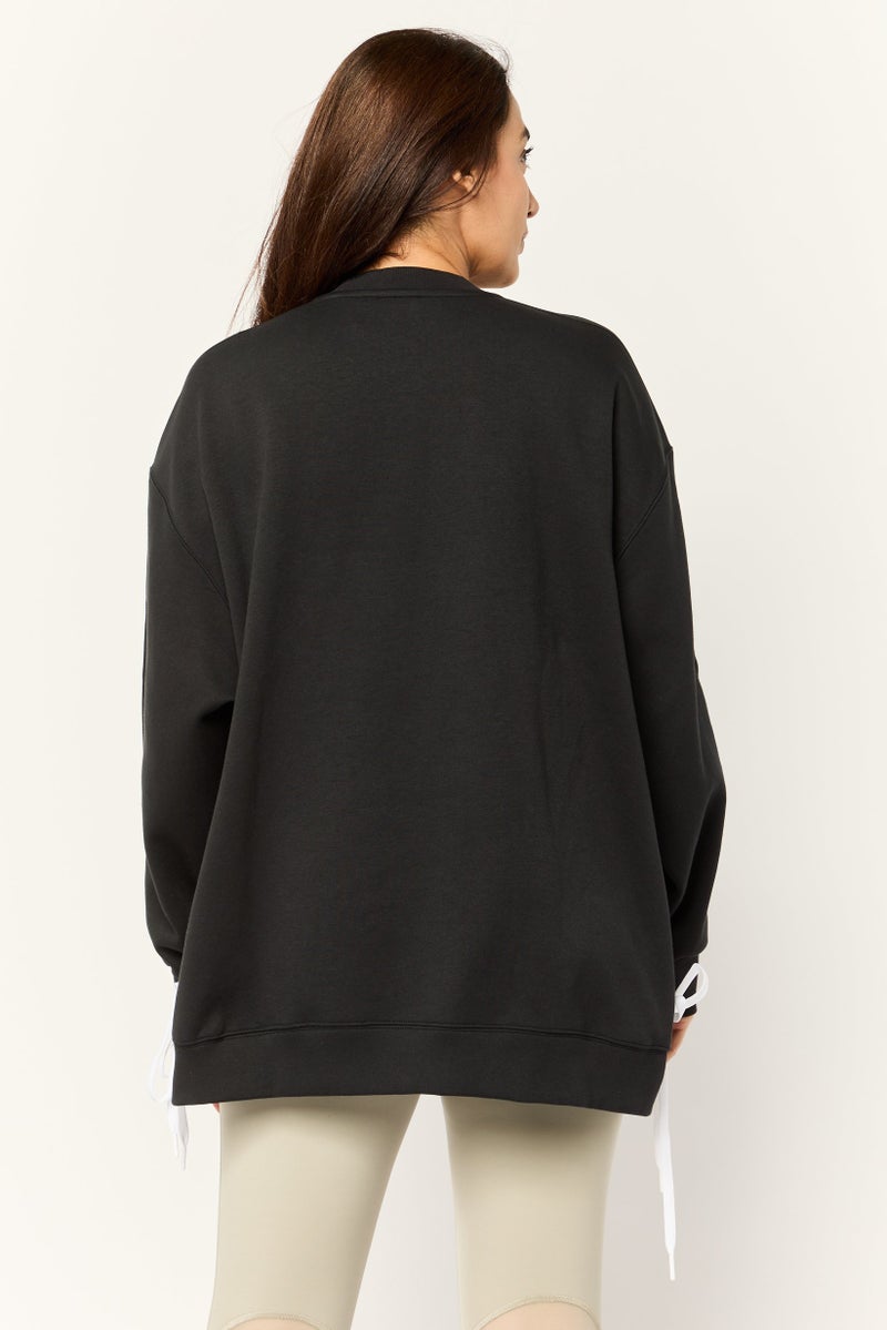 adidas Originals Women Sportswear Fit Long Sleeves Outdoor Sweatshirts, Black  - Image 4