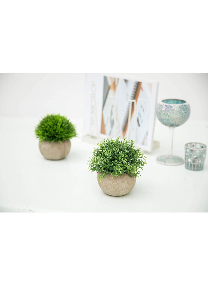 Rock Pow 2Pcs Mini Artificial Boxwood Topiary Faux Plants Indoor- Small Fake Plants Decor Magnolia Home Office Desk Cubicle Farmhouse Kitchen Bookshelf Bedroom Bathroom Decor, Aloe Vera Zen Garden  - Image 5