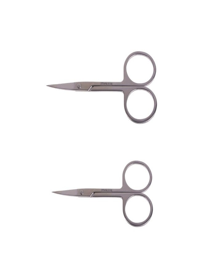Toolbux 2pc Stainless Steel Beauty Makeup Mini Small Scissors Size Eyebrow Nose Hair Manicure Pedicure Shears Cosmetics Tool (4.5 inch) - Image 2