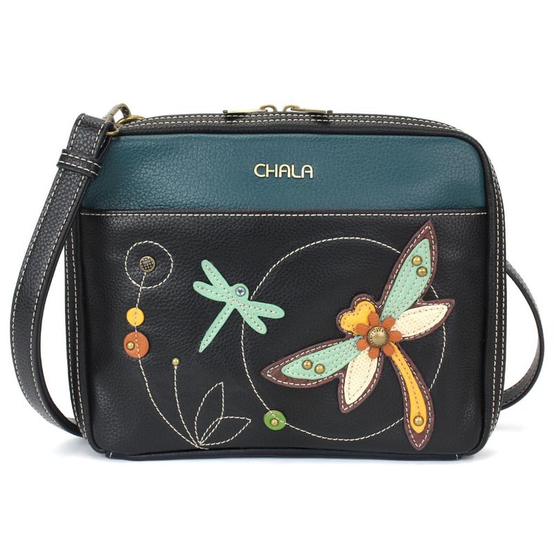 CHALA Companion Organizer Crossbody with Adjustable Strap and Built-In Wallet - Dragonfly - black - Image 1