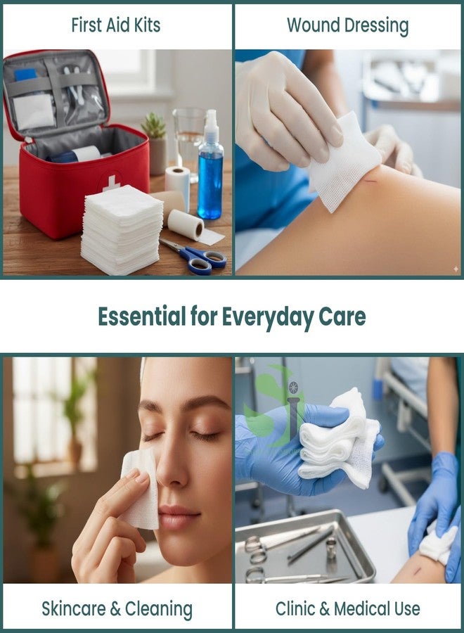 MED 100-Piece Cotton Gauze Pads - Absorbent, Low Lint Medical Gauze for Wound & Clinic Use - Image 3